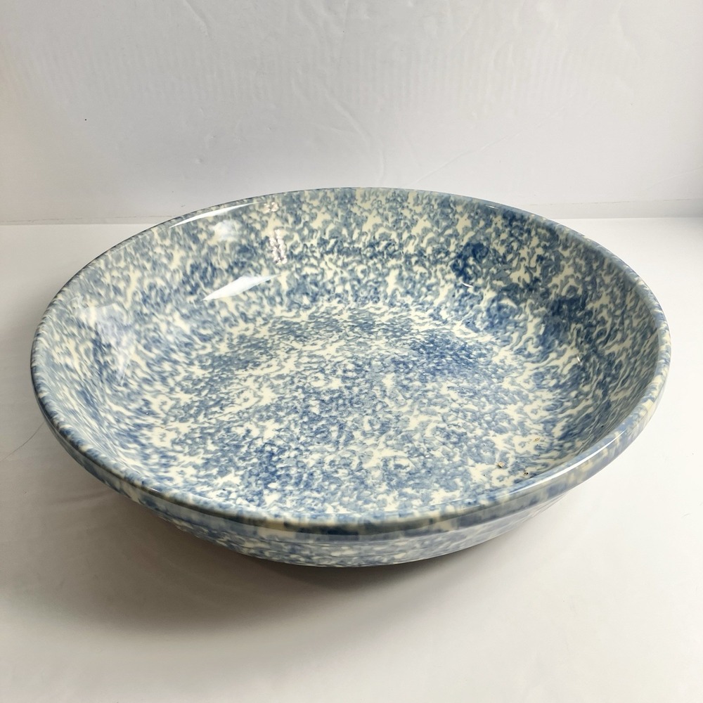 Workshops of Gerald E. Henn Blue Spongeware Large Serving Bowl 13 inch